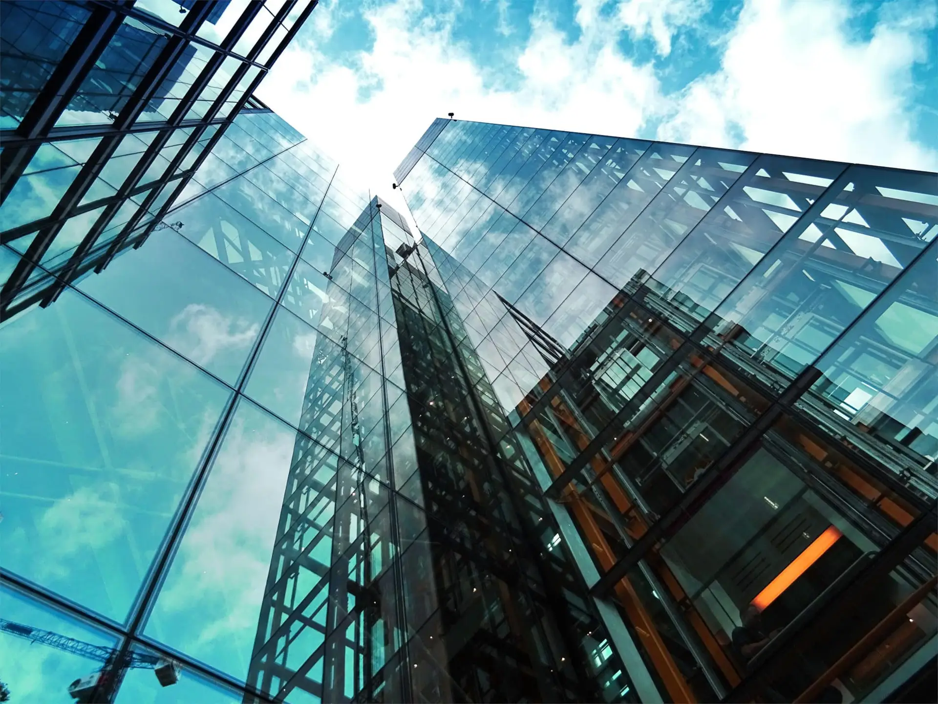 glassy building reflection